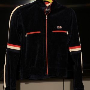 FILA navy red white track suit jacket (velour)